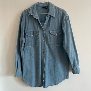 Vintage Light Wash Denim Button-Up Shirt